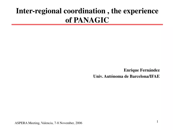 inter regional coordination the experience of panagic