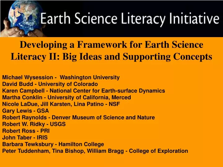 developing a framework for earth science literacy