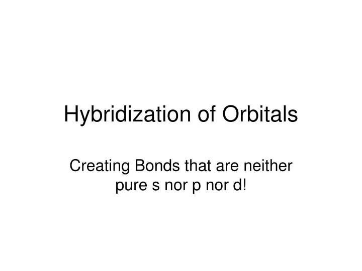 hybridization of orbitals