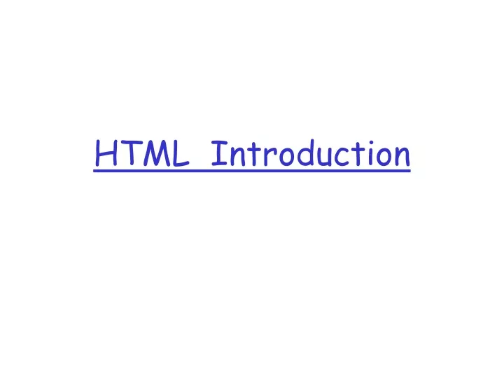 html introduction