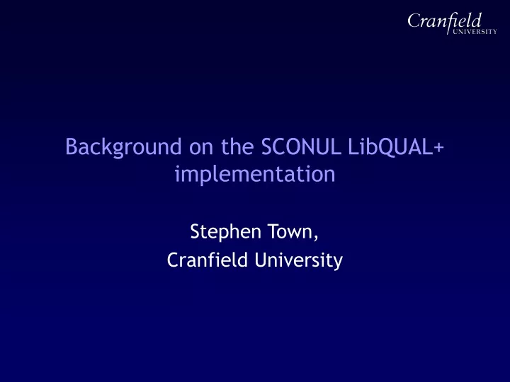 background on the sconul libqual implementation