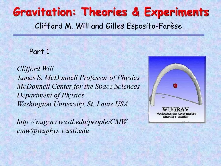 gravitation theories experiments