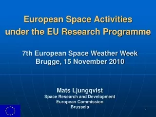 European Space Activities under the EU Research Programme