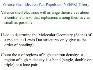 Valence Shell Electron Pair Repulsion (VSEPR) Theory