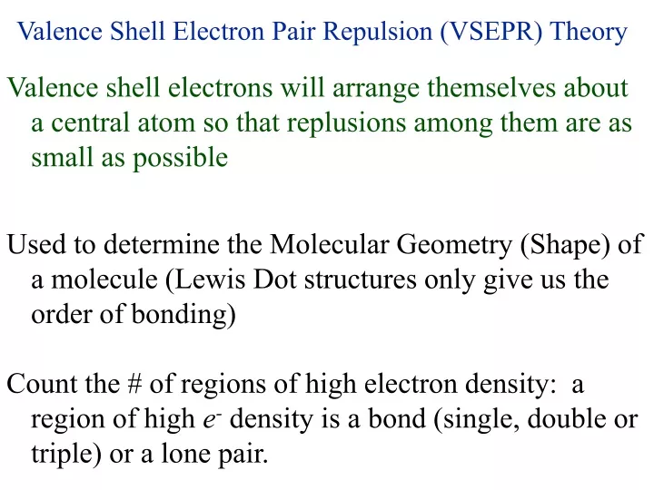 valence shell electron pair repulsion vsepr theory