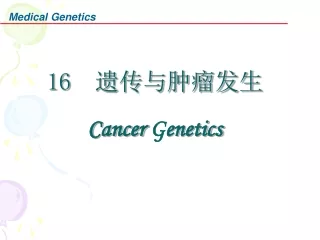16   遗传与肿瘤发生 Cancer  G enetics