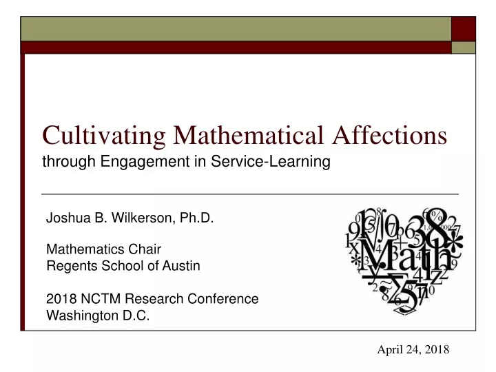 cultivating mathematical affections