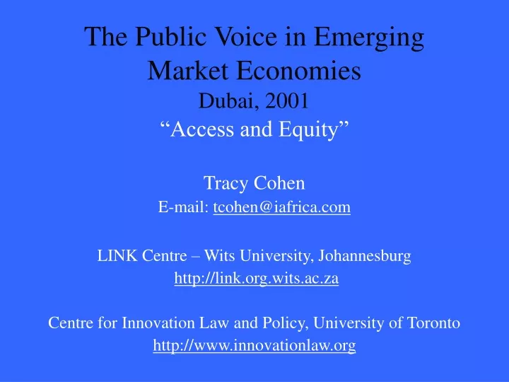 the public voice in emerging market economies dubai 2001