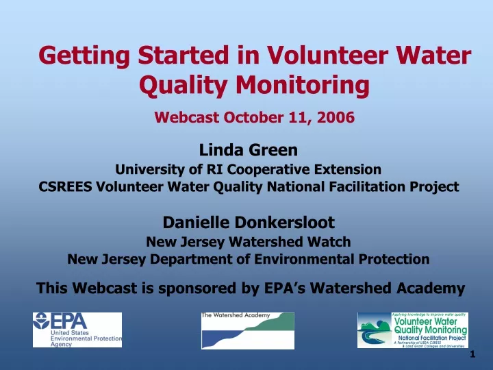 getting started in volunteer water quality
