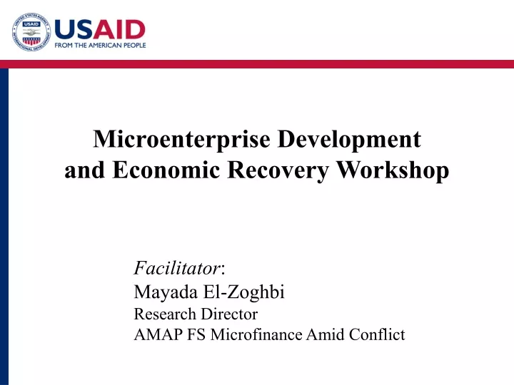 microenterprise development and economic recovery