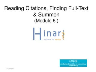 Reading Citations, Finding Full-Text &amp; Summon (Module 6 )