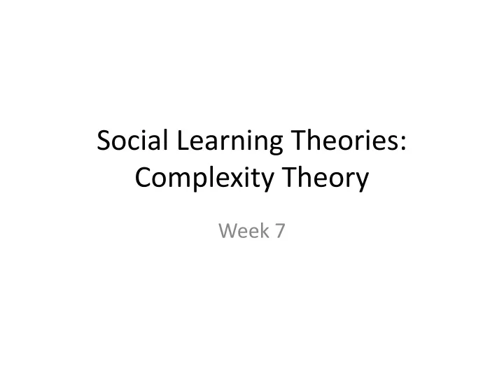 social learning theories complexity theory