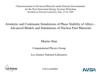 Marius Stan Computational Physics Group Los Alamos National Laboratory