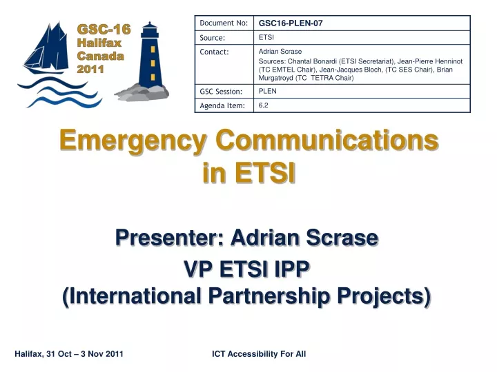 emergency communications in etsi