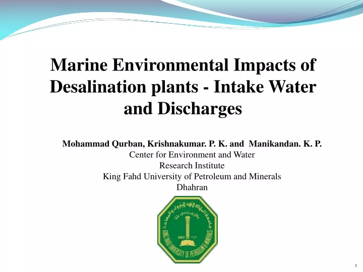 marine environmental impacts of desalination