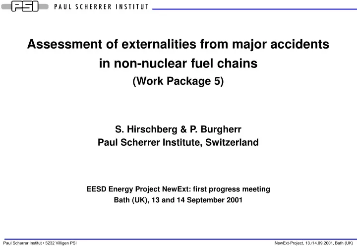 assessment of externalities from major accidents in non nuclear fuel chains work package 5
