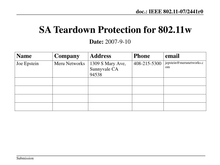sa teardown protection for 802 11w