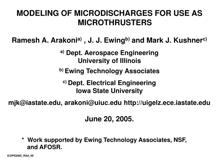 modeling of microdischarges