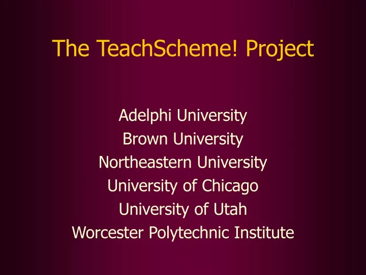 the teachscheme project