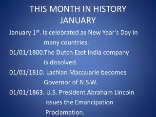 THIS MONTH IN HISTORY JANUARY