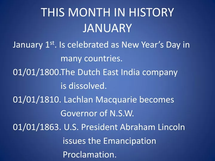 this month in history january