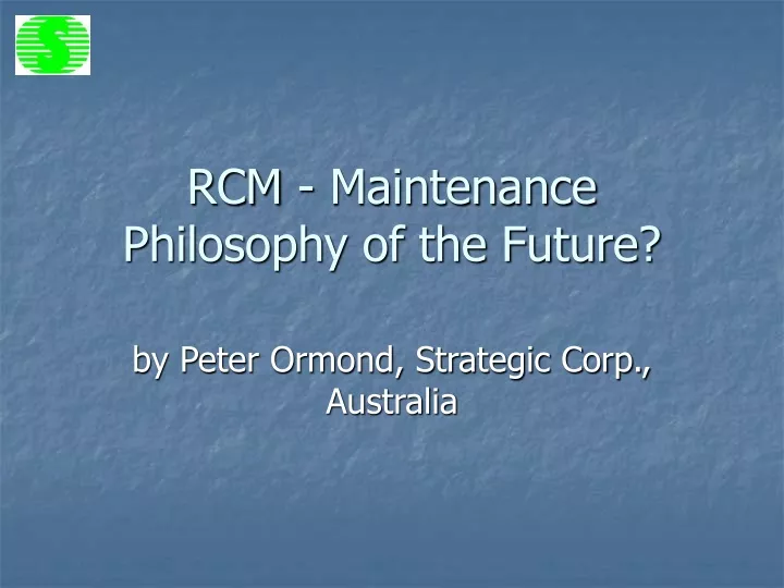 rcm maintenance philosophy of the future