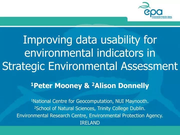 improving data usability for environmental indicators in strategic environmental assessment