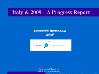 Italy &amp; 2009 – A Progress Report
