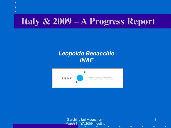 italy 2009 a progress report