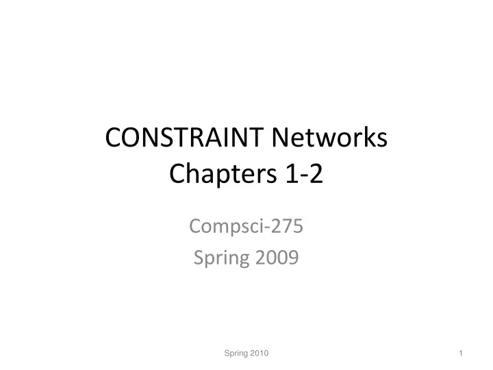 constraint networks chapters 1 2
