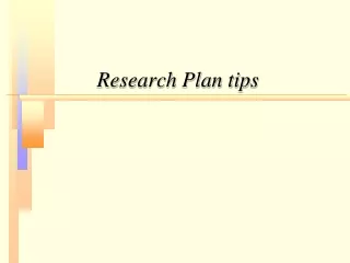 Research Plan tips