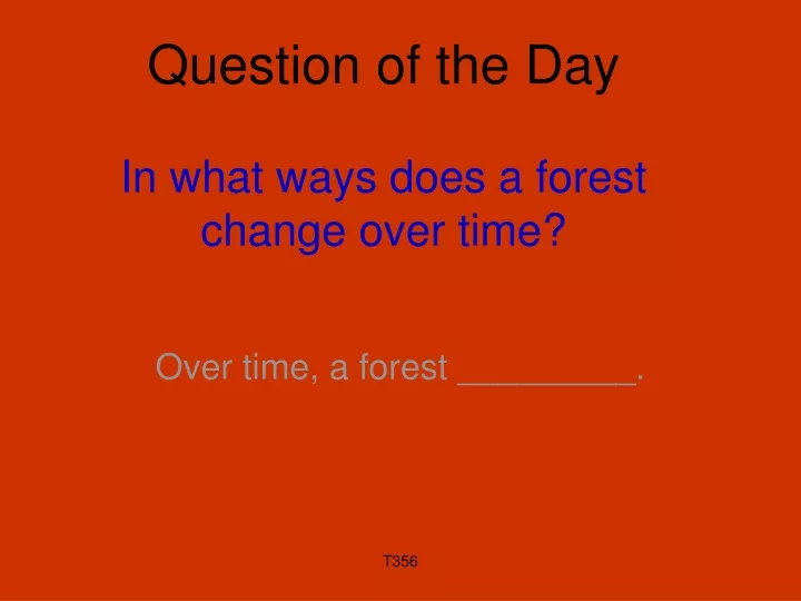 question of the day in what ways does a forest change over time