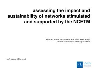 assessing the impact and sustainability of networks stimulated and supported by the NCETM