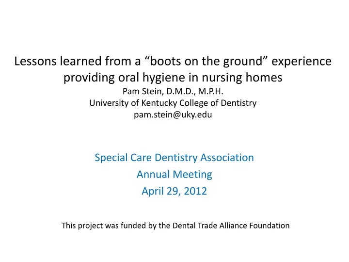special care dentistry association annual meeting april 29 2012