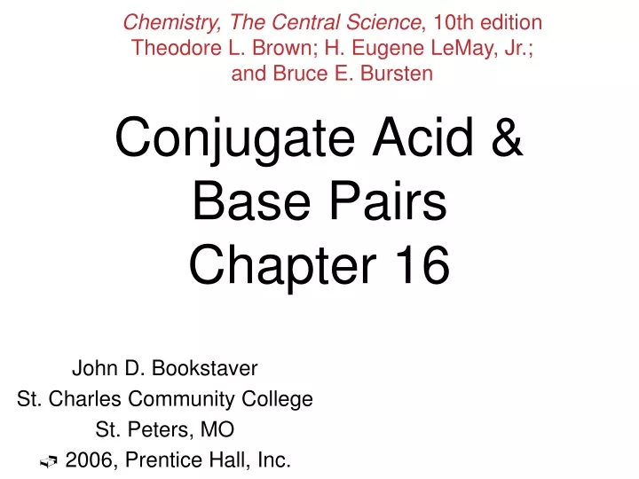 conjugate acid base pairs chapter 16