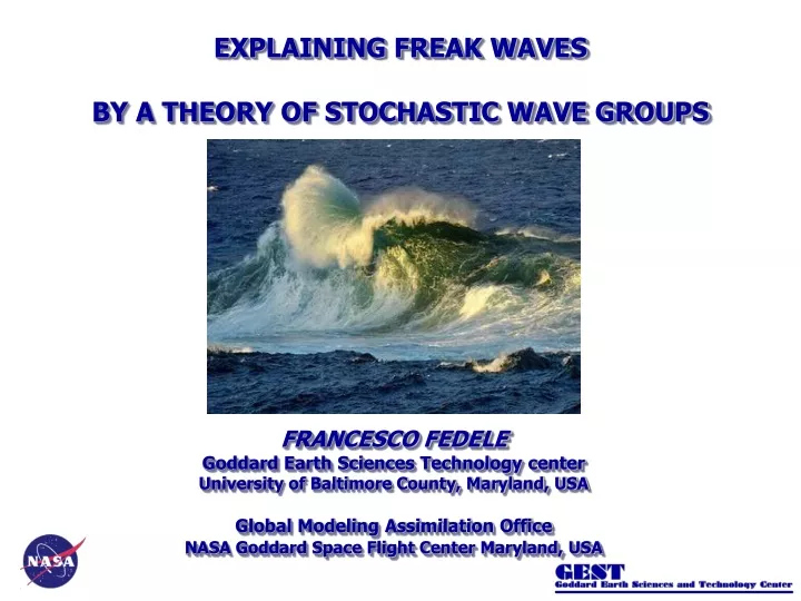 explaining freak waves by a theory of stochastic
