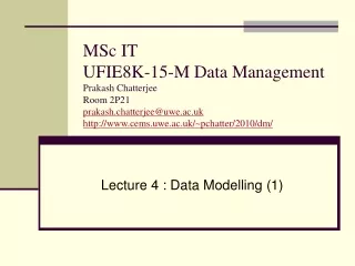 Lecture 4 : Data Modelling (1)