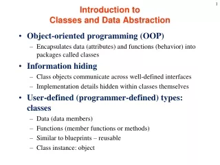 Introduction to Classes and Data Abstraction