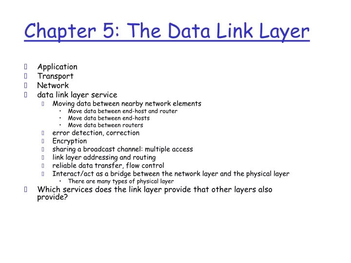 chapter 5 the data link layer