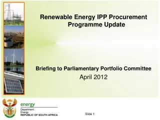 Renewable Energy IPP Procurement  Programme  Update  Briefing to Parliamentary Portfolio Committee
