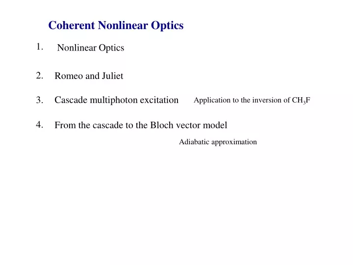 coherent nonlinear optics