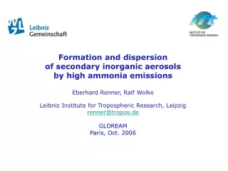 Formation and dispersion  of secondary inorganic aerosols  by high ammonia emissions