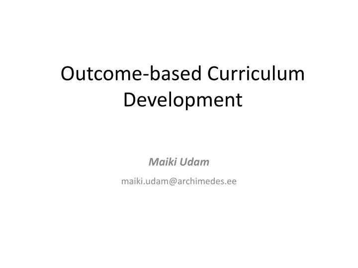 outcome based curriculum development