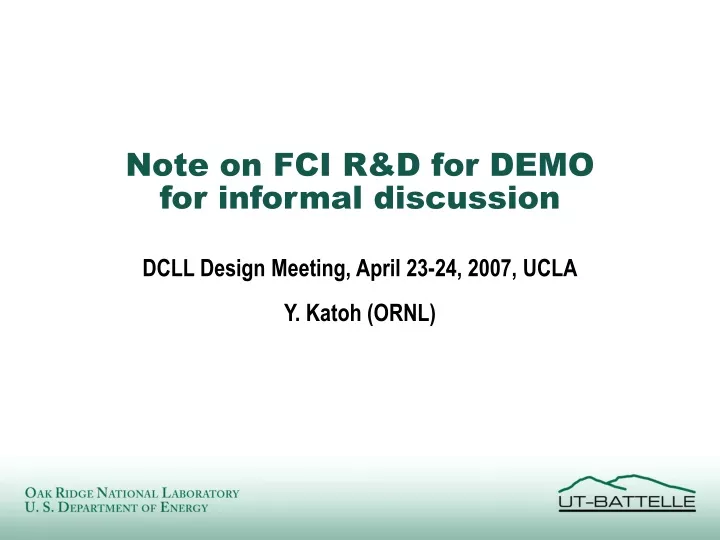 note on fci r d for demo for informal discussion