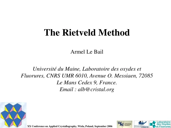 the rietveld method armel le bail universit