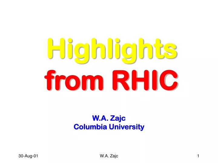 highlights from rhic