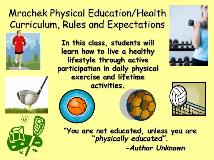 mrachek physical education health curriculum rules and expectations