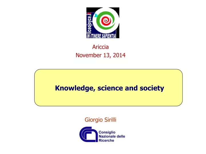 ariccia november 13 2014 knowledge science
