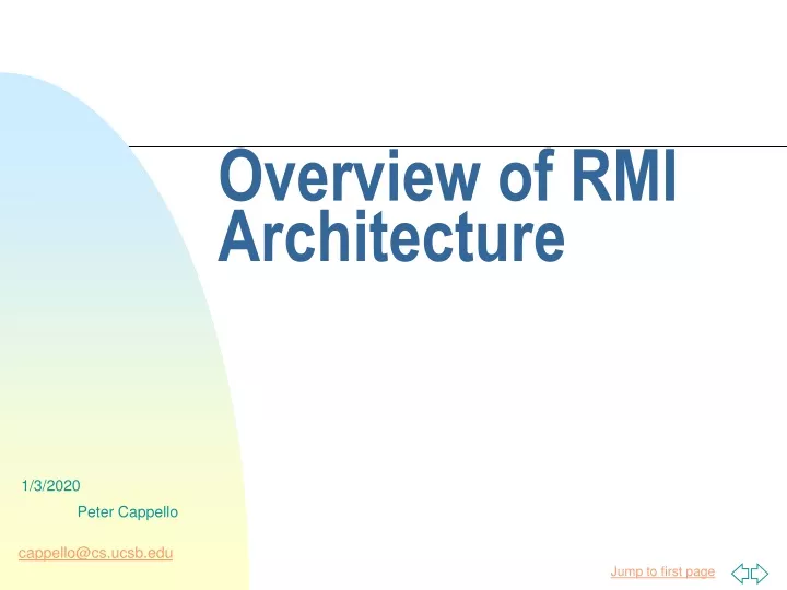overview of rmi architecture