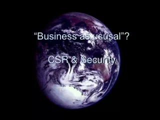 “Business as ususal”? CSR &amp; Security
